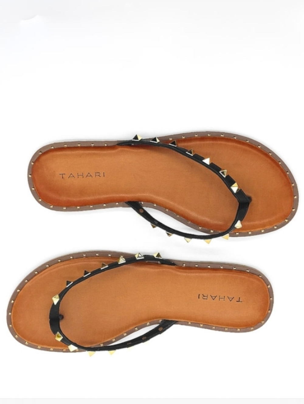 New Elie Tahari Cognac Studded Womens Patsi Padded Flip Flop Sandals NWT